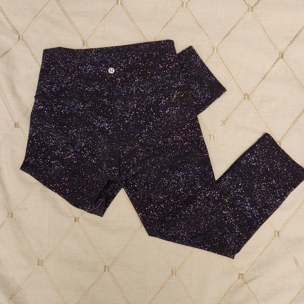 Lululemon Wunder Under Crop Hi-Rise 21" Crystalline Multi Size 6 Galaxy Print
